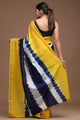 Yellow and Blue Tie and Dye Pure Assam Silk Saree