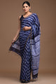 Pure Indigo Leheriya Printed Assam Silk Saree CMSRE05SV0050