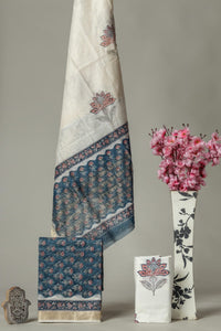 Hand Block Printed Maheshwari Silk Suit Set CMSUT21PH0138