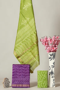 Hand Block Printed Maheshwari Silk Suit Set CMSUT21PH0140