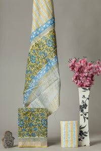 Hand Block Printed Maheshwari Silk Suit Set CMSUT21PH0150