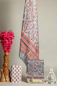 Hand Block Printed Maheshwari Silk Suit Set CMSUT21PH0159