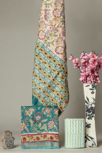 Hand Block Printed Maheshwari Silk Suit Set CMSUT21PH0160