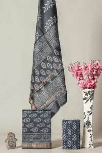 Hand Block Printed Maheshwari Silk Suit Set CMSUT21PH0161