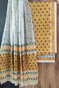 Hand Block Printed Cotton Suits With Cotton Duppata CMSUT19PH0079